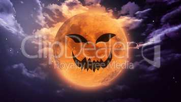 terrible pumpkin face Halloween moon