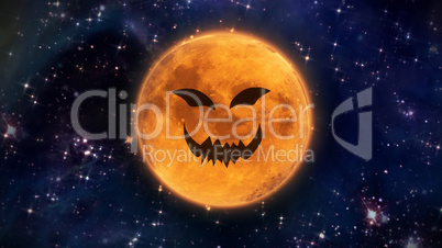 terrible pumpkin face moon in space