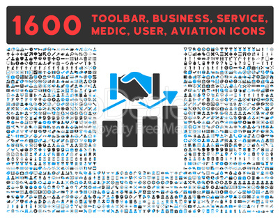 Acquisition Graph Icon with Large Pictogram Collection