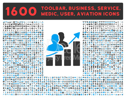 Audience Growth Icon with Large Pictogram Collection