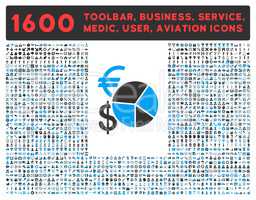 Currency Pie Chart Icon with Large Pictogram Collection