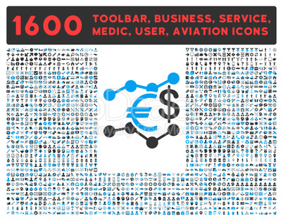 Currency Trends Icon with Large Pictogram Collection