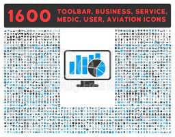 Statistics Icon with Large Pictogram Collection