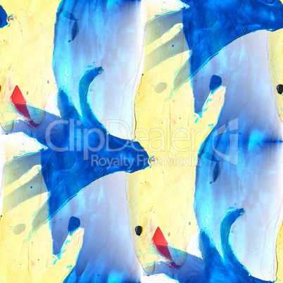 seamless blue yellow background  watercolor color water orange abstract art