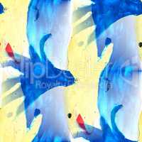seamless blue yellow background  watercolor color water orange abstract art