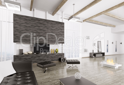 Interior of modern living room 3d