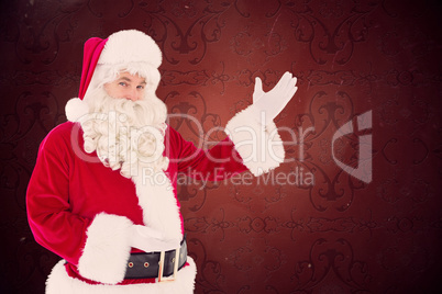 Composite image of portrait of santa claus showing