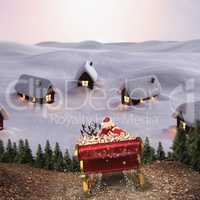 Composite image of santa flying his sleigh