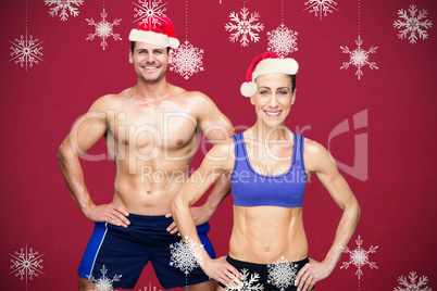 Composite image of bodybuilding couple