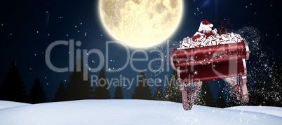 Composite image of santa flying his sleigh