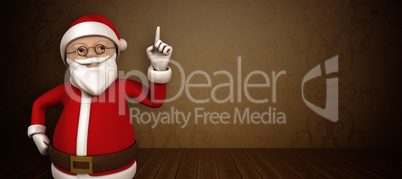 Composite image of cartoon santa pointing