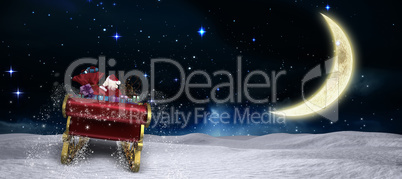 Composite image of santa flying his sleigh