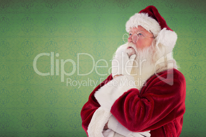 Composite image of santa is thinking about something