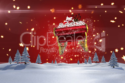 Composite image of santa flying his sleigh