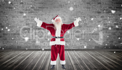 Composite image of santa with arms out