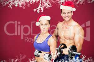 Composite image of bodybuilding couple