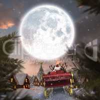 Composite image of santa flying his sleigh