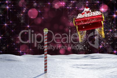 Composite image of santa flying his sleigh