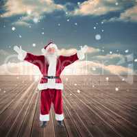 Composite image of santa with arms out