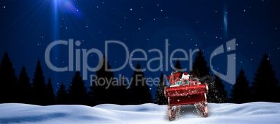 Composite image of santa flying his sleigh