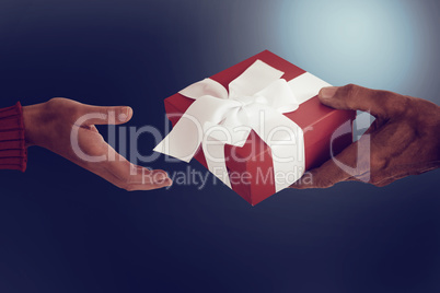 Couple holding gift