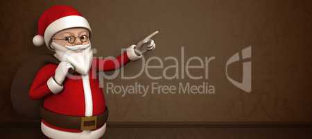 Composite image of cartoon santa pointing