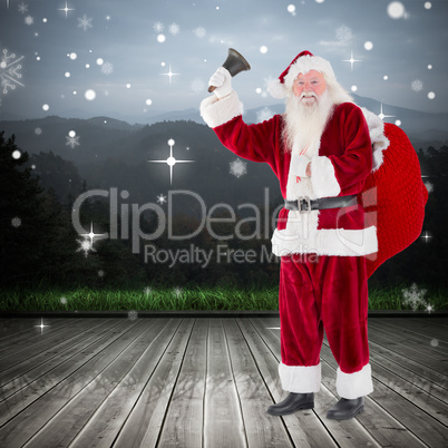 Composite image of santa ringing his bell
