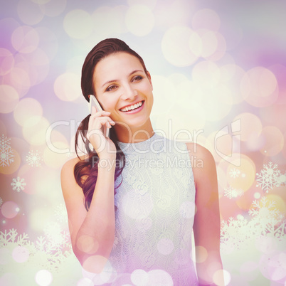 Composite image of brunette on the phone