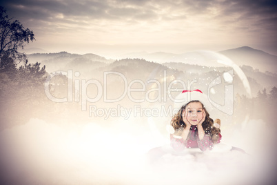 Composite image of festive child in snow globe