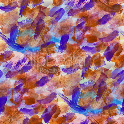 seamless brown purple swabs background  watercolor color water orange abstract art