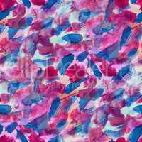 seamless blue pink swabs background  watercolor color water orange abstract art