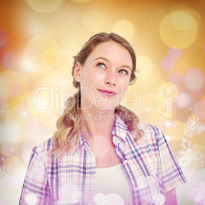 Composite image of thoughtful pretty hipster