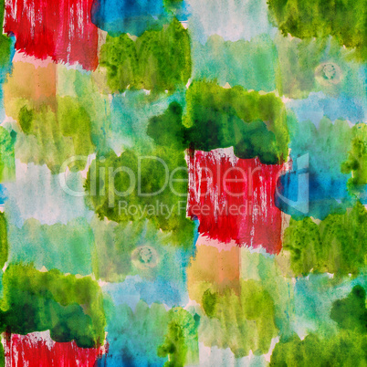 seamless background watercolor green red square smear brush color water abstract art