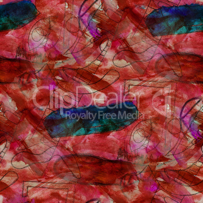 seamless background watercolor Picasso Red Style brush color water abstract art