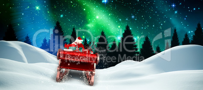 Composite image of santa flying his sleigh