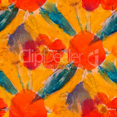 seamless orange flower background  watercolor brush color water abstract art