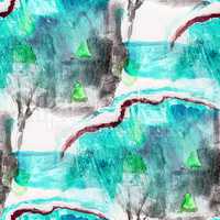seamless background watercolor tree forest blue brush color water abstract art