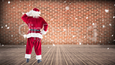 Composite image of santa scratching his head