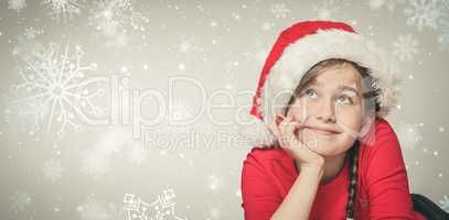 Composite image of festive girl thinking