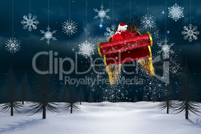 Composite image of santa flying his sleigh