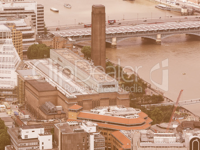 Retro looking Aerial view of London