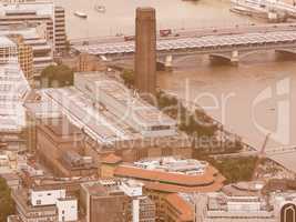 Retro looking Aerial view of London