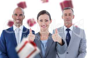 Composite image of business colleagues smiling at camera