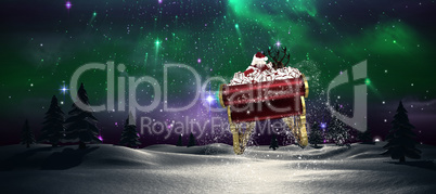 Composite image of santa flying his sleigh