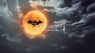 bat Halloween moon and dark sky