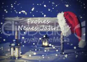 Vintage Christmas Card, Sign, Frohes Neues Jahr Means New Year