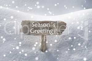 Christmas Sign Snow Snowflakes Seasons Greetings