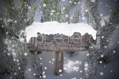 Christmas Sign Snowflakes Fir Tree Copy Space