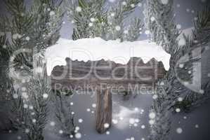 Christmas Sign Snowflakes Fir Tree Copy Space
