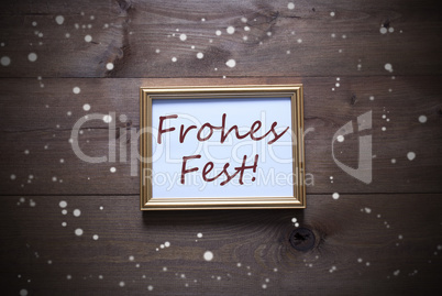 Picture Frame With Frohes Fest Means Merry Christmas, Snowflakes
